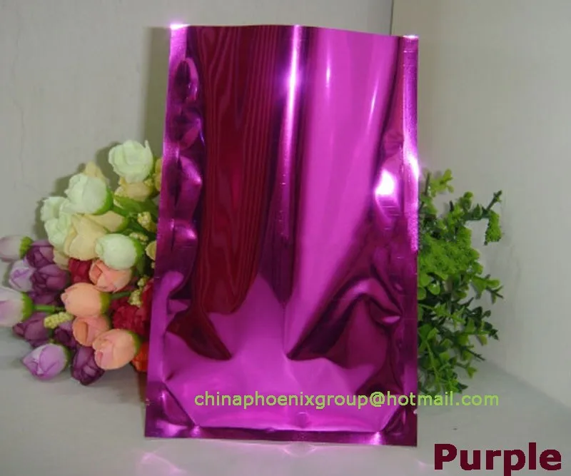 Purple 100/500 шт с открытым верхом Цвет Алюминий Фольга пластиковые пакеты для упаковки вакуумные мешки Еда хранения термосварочные Mylar сумка - Цвет: Purple