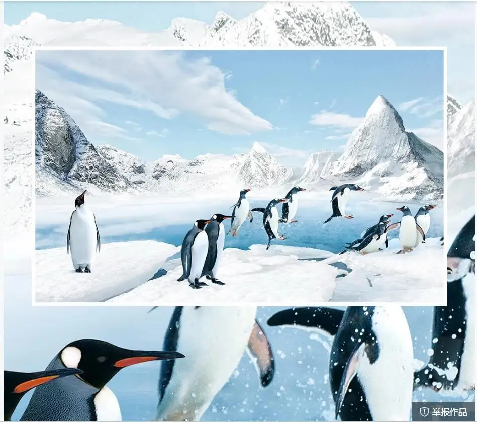 3d фото обои на заказ фотообои искусственная стена лед и Снег Животные фон