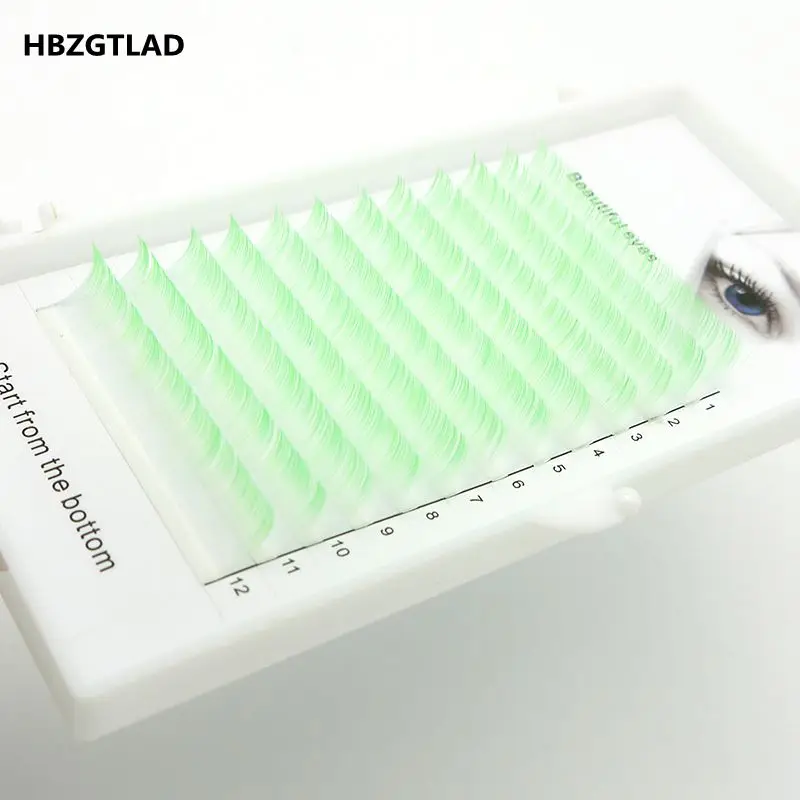 HBZGTLAD фирменные Новые Накладные Ресницы C/D curl 0 07/0 1 мм 8-14 белые + зеленые
