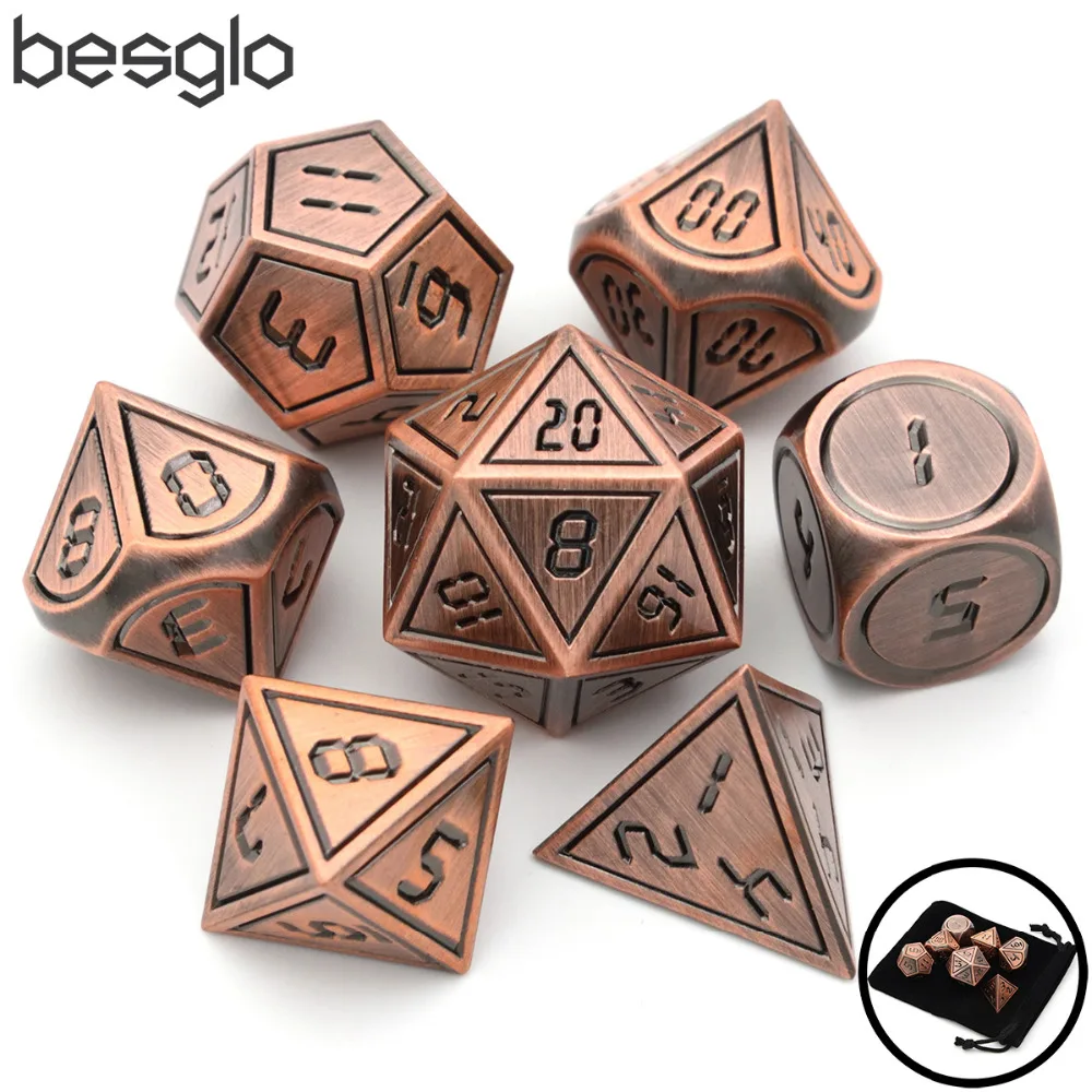 7 штук, набор Металлических Кубиков, игра DND, многогранная D& D, Набор кубиков с сумкой для хранения, для ролевой игры, Подземелья и Драконы