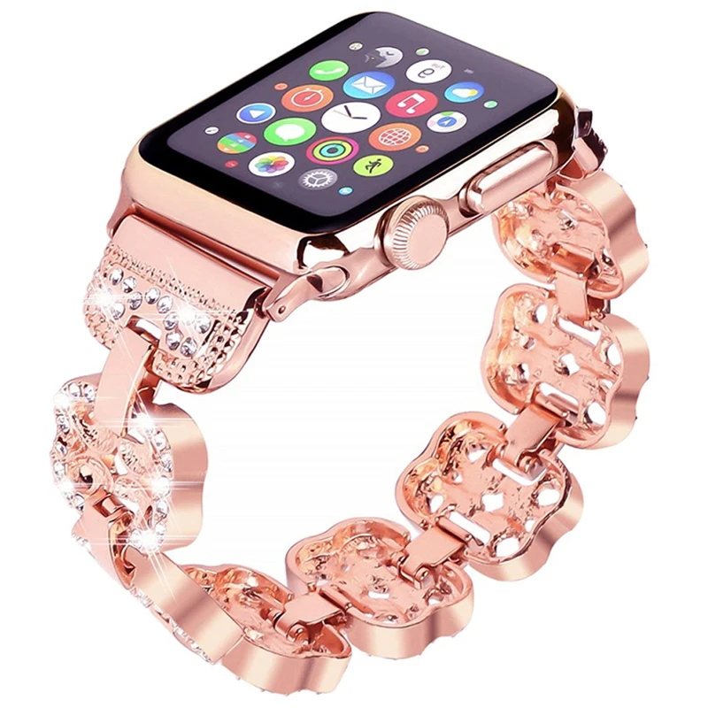 Laforuta Bling Браслет для Apple Watch Band 40 мм 44 серия 4 Женский 42 38 iWatch ремешок из нержавеющей