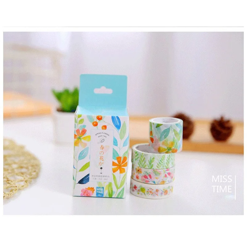 Мисс Время Весенние Цветы Серии Лента 4 Рулона/Мешок Декоративная Клейкая