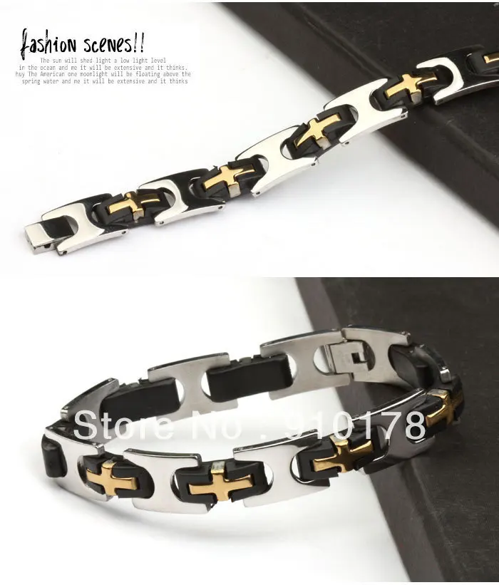 silica gel rose gold cross stainless steel bracelet bangle fashion cuff SL00035 jewelry | Украшения и аксессуары