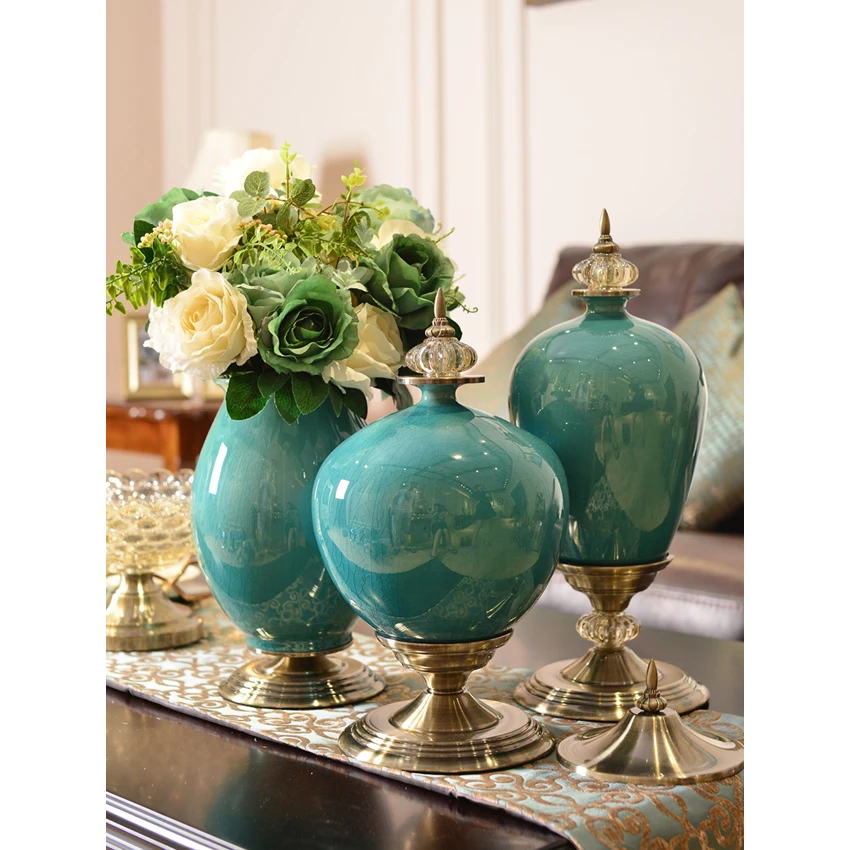 

Europe Luxury Ice Crack Ceramic Vase creative tabletop Figurine Furnishing Articles Crafts Home decoration Wedding Gifts