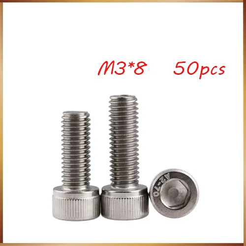 

Free shipping 50 PCS 304 STAINLESSMetric thread M3*4,5,6,8,10 stainless steel hexagon socket head cap screw,DIN912bolt satinless