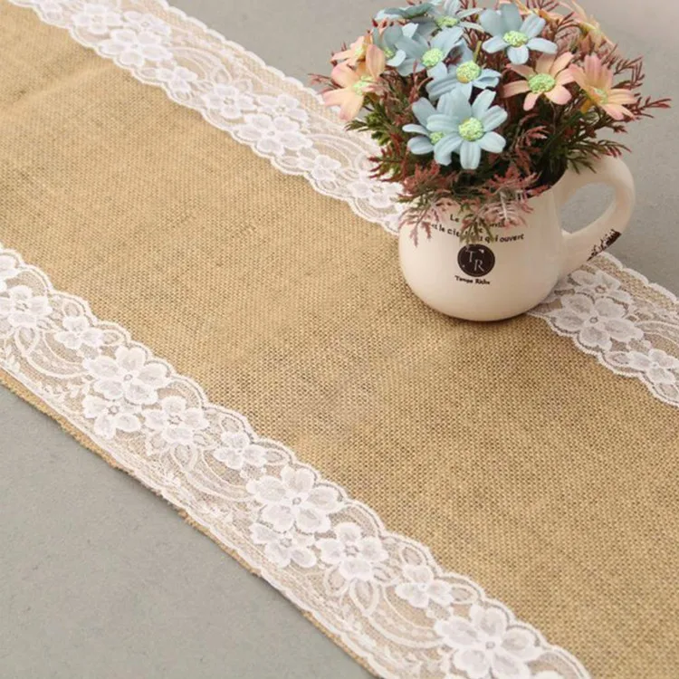 5 шт. мешковины гессиан джут настольная дорожка деревенский натуральный стол