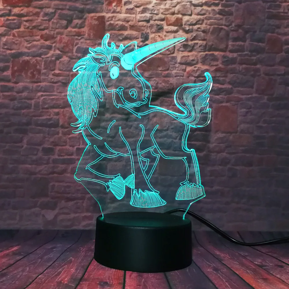Творческий Amroe 2019 3D светодиодный светильник единорог лошадь RGB ночник вечерние
