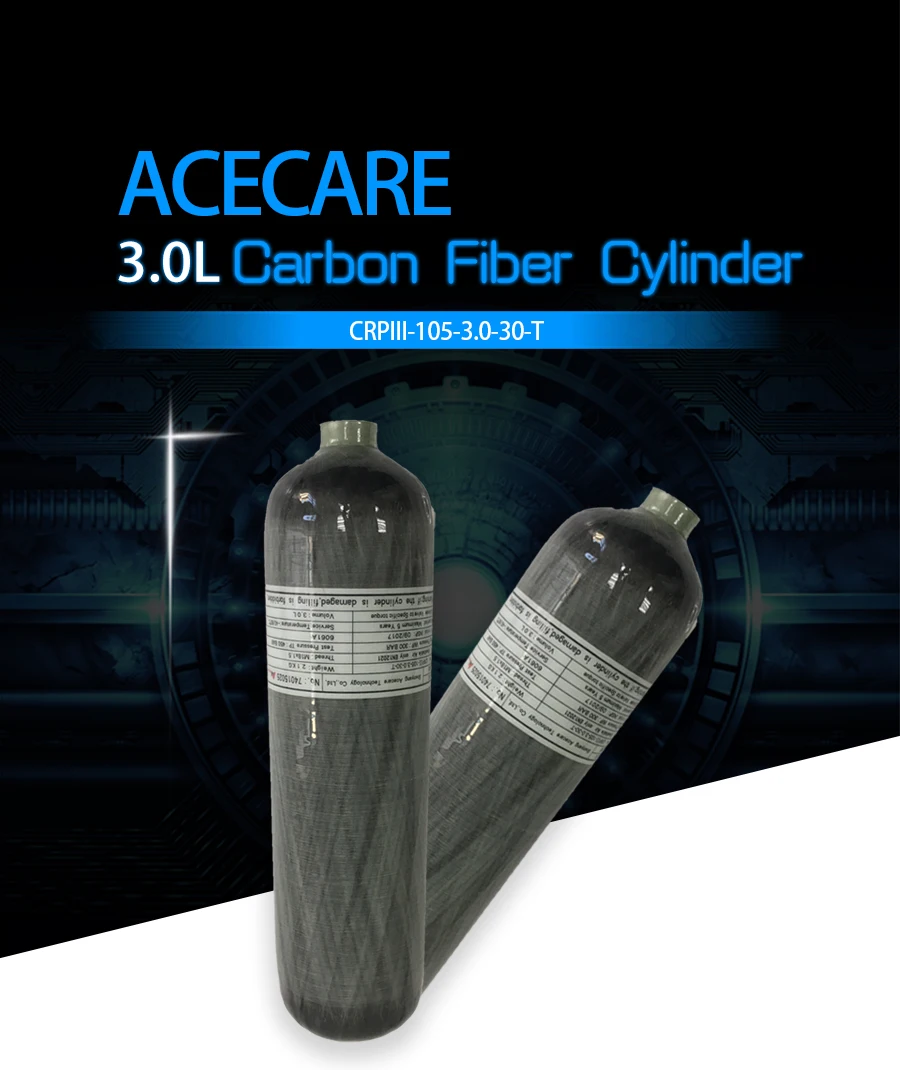 AC103101 3L CE Мини акваланговый Воздушный бак 4500Psi газовый баллон Pcp воздушный винтовочный карбоновый Воздушный бак ВВС Кондор клапан и АЗС