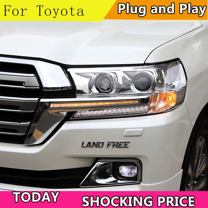 Doxa автомобильный Стайлинг для Toyota 16-17 Cruiser фары для Land Cruiser фара led DRL Передняя светодиодная двойная линза двойной луч