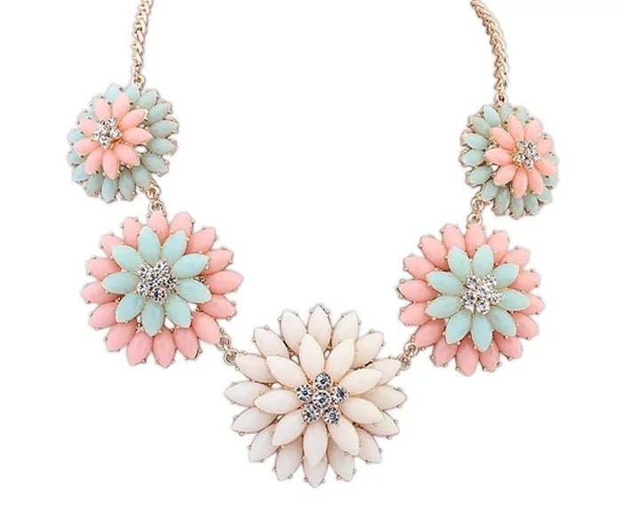 Fashion Multi Layer Flower Maxi Necklace Gold Women Crystal Bubble Choker Statement Big Necklaces Female Jewelry Gift | Украшения и