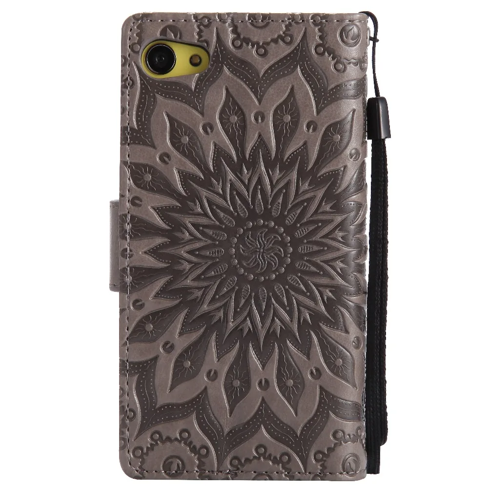 Чехол с тиснением подсолнуха и откидной крышкой для fundas Sony Z5 Compact Case Xperia E5803 E5823 4 6