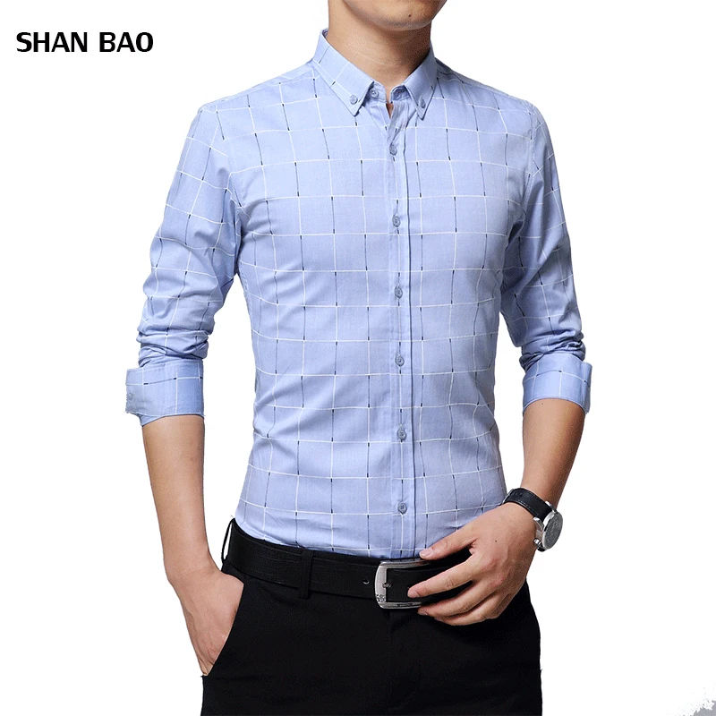 Клетчатая рубашка для мужчин 2018 Новое поступление Весенняя Chemise Homme брендовая