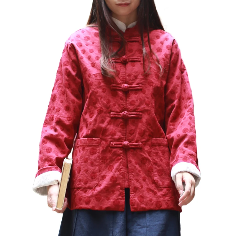 Женская винтажная блузка в горошек с Чонсам этническом стиле весна осень|garment