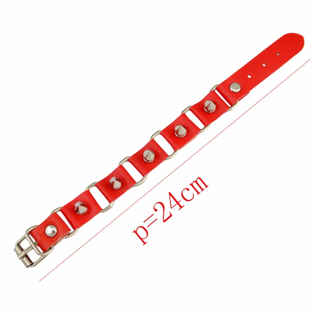 

Personality Rivet Punk Slave Bracelet Bangle Adjustable PU Leather Chain Bracelets For Women Fashion Jewelry 3 Colors