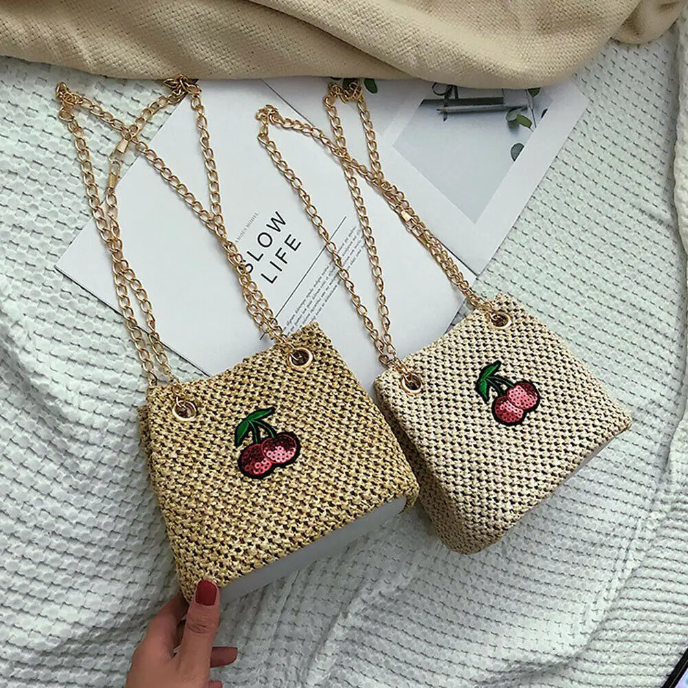 Сумки для женщин пляжная сумка с цветочным рисунком плетеная вручную из ротанга