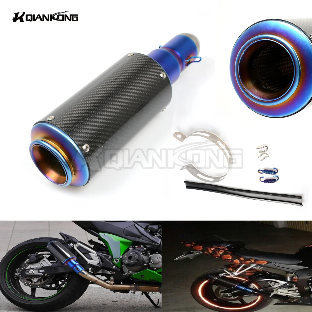 

R QIANKONG 36-51MM Carbon fiber Modified Exhaust Pipe Muffler For Kawasaki Z250 Z650 Z750 Z800 Z900 Z1000/sx EX250/300 ZX-6R/10R