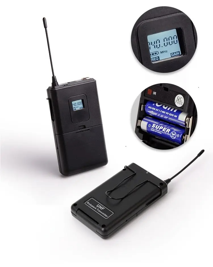 Профессиональный беспроводной микрофон UHF двухканальный ЖК-дисплей