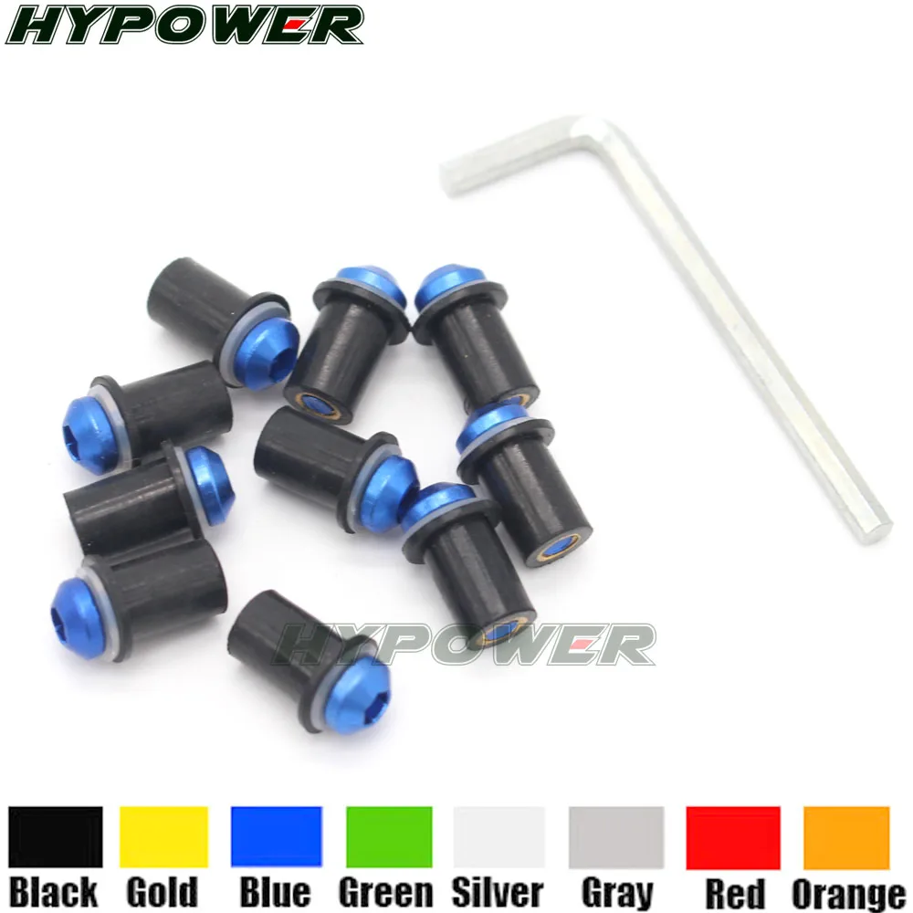 10Ps Motorcycle 5mm Windscreen Windshield Bolts Screw Nut Fastener Kit For APRILIA RS 125 RS125 RSV4 Fairing kit RSV 1000 Tuono |
