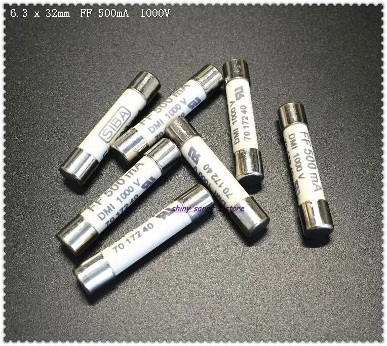 

10-30 pcs/Lot 6.3 x 32mm FF 500mA 1000V SIBA Ceramics Fuse DMI-Fuse For Fluke Universal Fuse F15B F17B F18B...etc Brand New