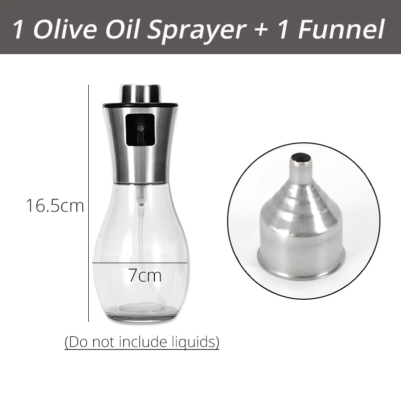 Glass - Round Shape Распылитель оливкового масла, диспенсер для барбекю/приготовления пищи/стеклянная бутыль для уксуса с защитой от протечек, баночка для специй, приправа, кухонные инструменты - Цвет: Glass - Round Shape