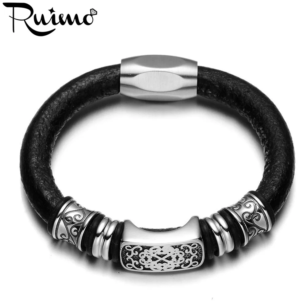Бусины RUIMO из нержавеющей стали в тибетском стиле с большим отверстием 8 мм