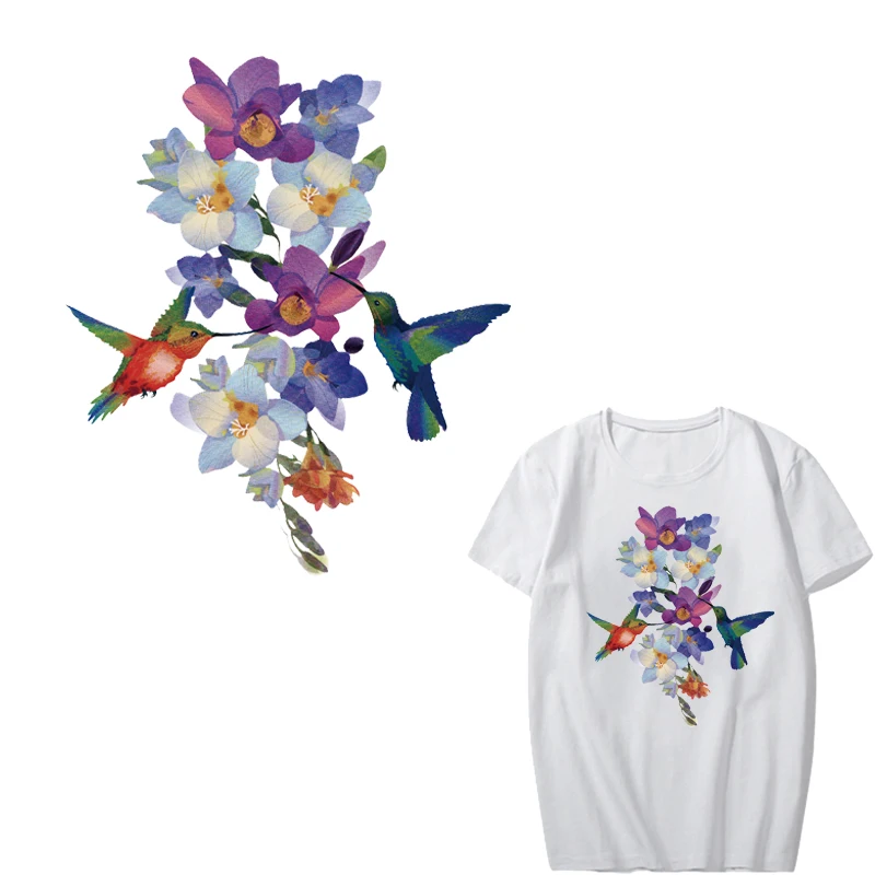 

Iron on Flower Patches for Girl Clothing DIY Heat Transfer Vinyl A-level Washable Bird Patch Stickers Applique Thermal Press