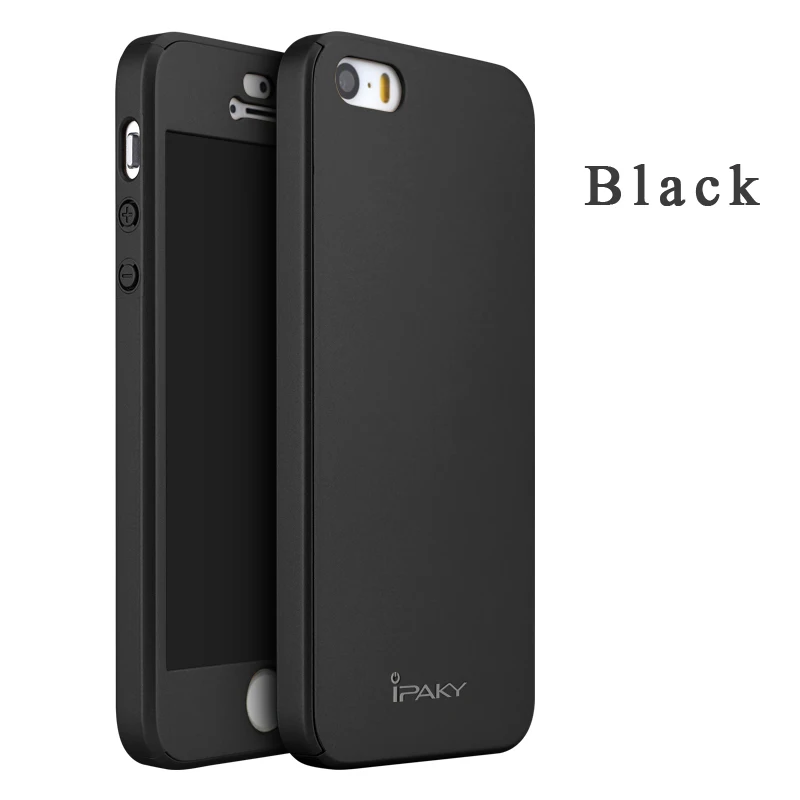 IPaky 360 полный защитный чехол для чехла iPhone 5S для iPhone5 4," роскошный защитный тонкий чехол для iPhone 5 5S SE противоударный чехол s - Цвет: Черный