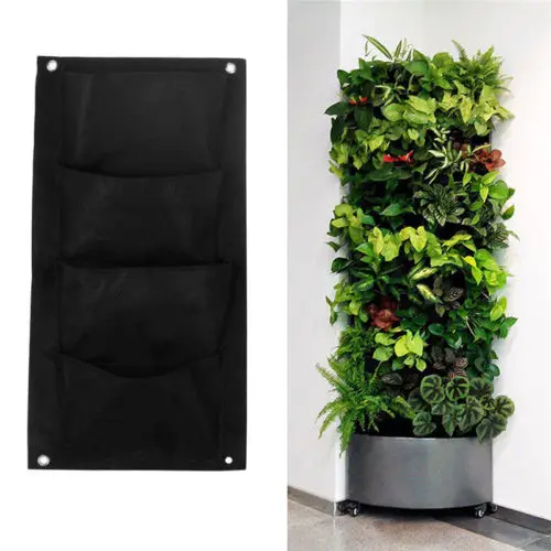 4 кармана Сетки Мешок Вертикальное Озеленение подвесной настенный садовый мешок