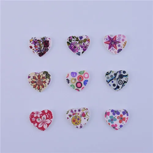 colorful heart 50 шт смешанные животные милые деревянные пуговицы для скрапбукинга ручной работы DIY Детские аксессуары для шитья одежды украшения - Цвет: colorful heart