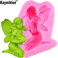 m633 1pcs 3d angel girl flower fairy candle moulds soap mold kitchen baking resin silicone form home decoration 3d diy clay craf
