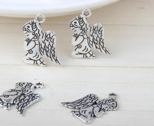 100 шт. старинный серебряный ангел Очаровательная подвеска из сплава серьги