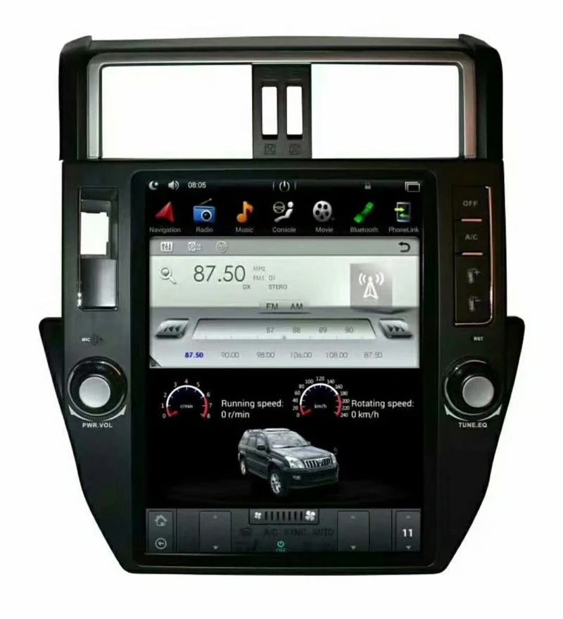 Tesla стиль автомобильный dvd мультимедийный плеер для TOYOTA PRADO LC150 PRADO 150 2010-2013 android 7,12 OS 4 ядра ram 2g rom 32g gps navi
