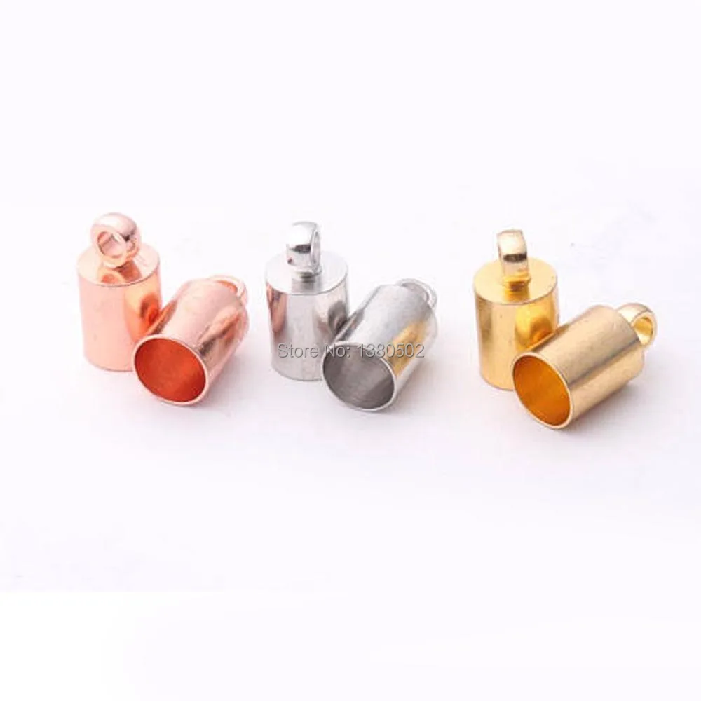

100pcs/lot 10*5mm gold silver rose gold color Cord end caps metal stopper for rope webbing ribbon