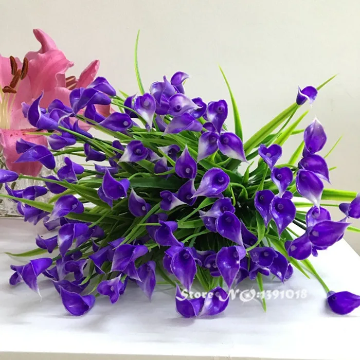 5 букет Мини 25 голова искусственная Калла лист шелковые поддельные цветы Лилия