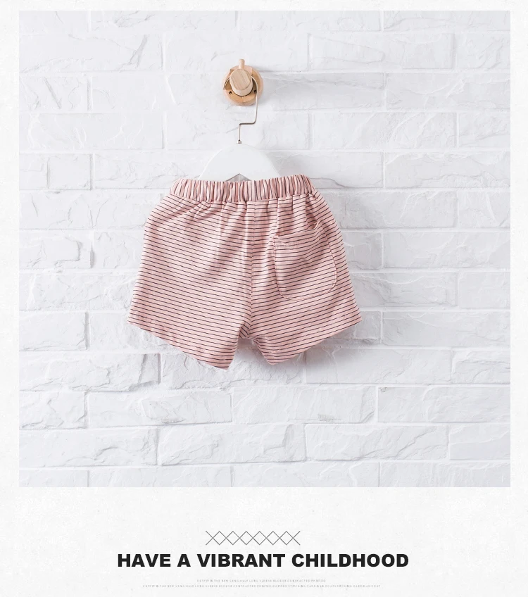 DON`T CALL ME BABY Children Pink Striped Summer Shorts Boys Casual Cotton Soft Shorts Girls Sweet Cute Basic Homewears 90209-01