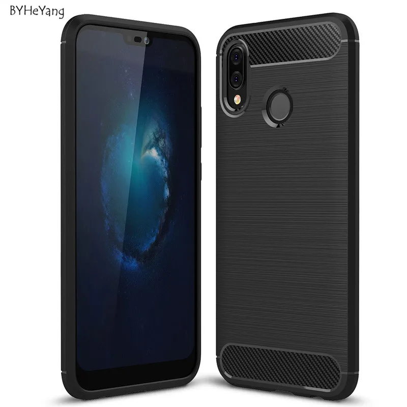 Чехол BYHeYang для Huawei P20 Lite противоударный бампер из углеродного волокна прочный ТПУ
