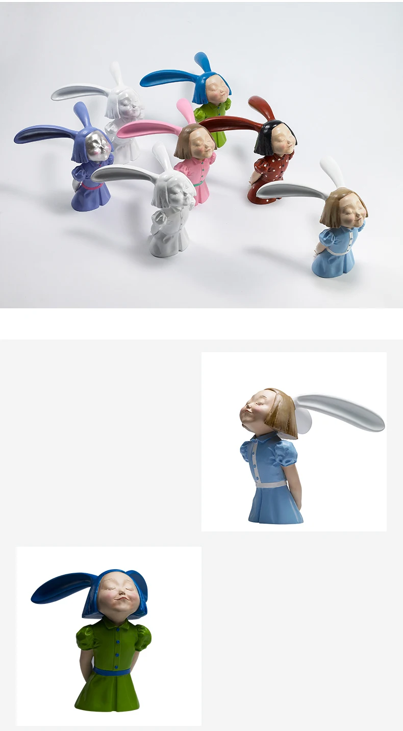 Розовый Ван Гог Арт Дизайн Фигурка нордическая Статуя Статуэтка Miniture животное домашний декор скульптура Кролик Девочка Рождественский подарок ручной работы