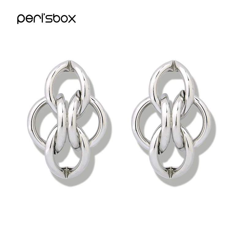 Женские круглые серьги-гвоздики Peri'sBox золотистые/Серебристые геометрические
