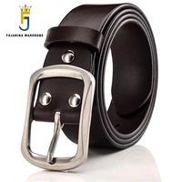 fajarina top grade quality cow skin leather mens stainless steel buckle metal cowhide accessories jeans belts for men n17fj593