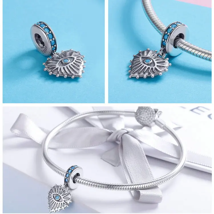 Geoki 925 пробы, серебряный, синий, земля, астронавт, самолет, талисманы, подходят к оригиналу Pandora, браслет, якорь, перо, Русалка, Бабочка, бусины