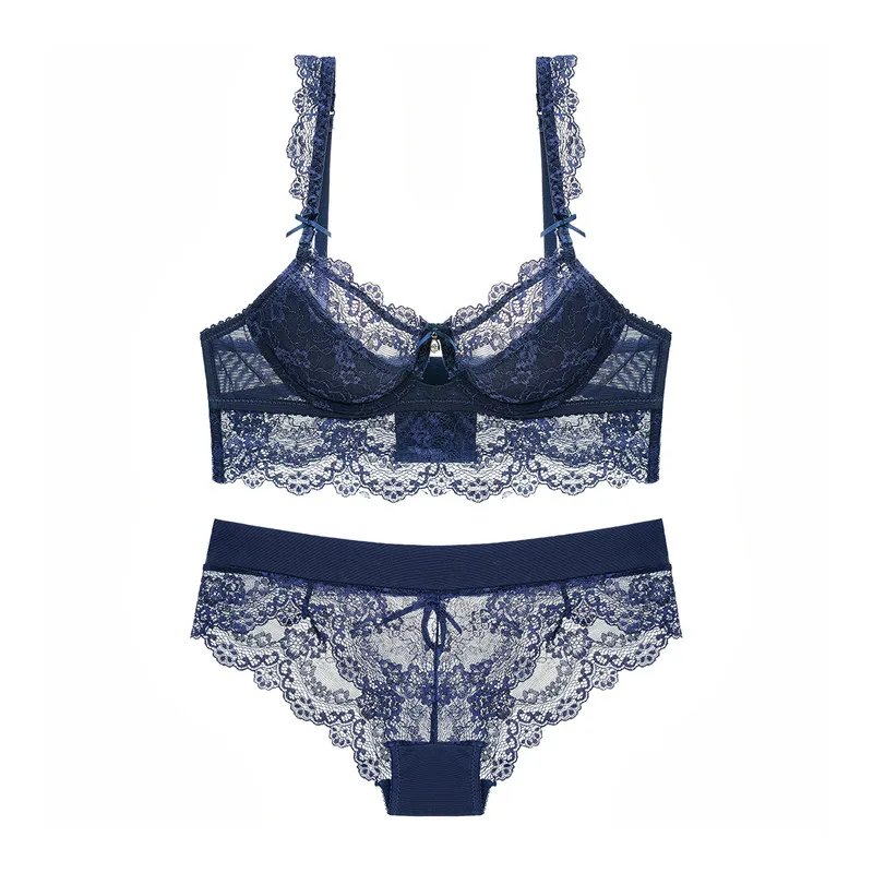 Varsbaby 3 Sets/Lot Ladies Sexy Underwear Lace Underwire Bra Push Up Thin Cotton Bra Sets