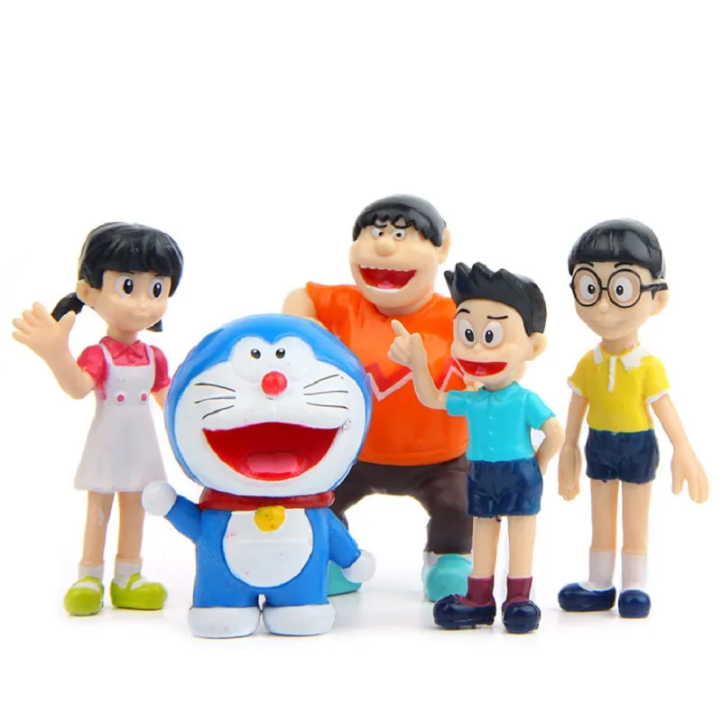 5 unids/lote de decoraci&oacute;n de paisaje de jard&iacute;n, accesorios creativos de Doraemon, retrato familiar de PVC, figuras de acci&oacute;n de juguete-5