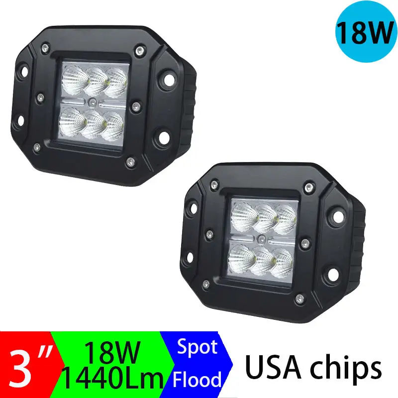 

1Pair 18w Led Work Light Off Road Offroad Lamps Light Led Driving Light Lamp Flush Cover Super Flush mount Off Road Lighting