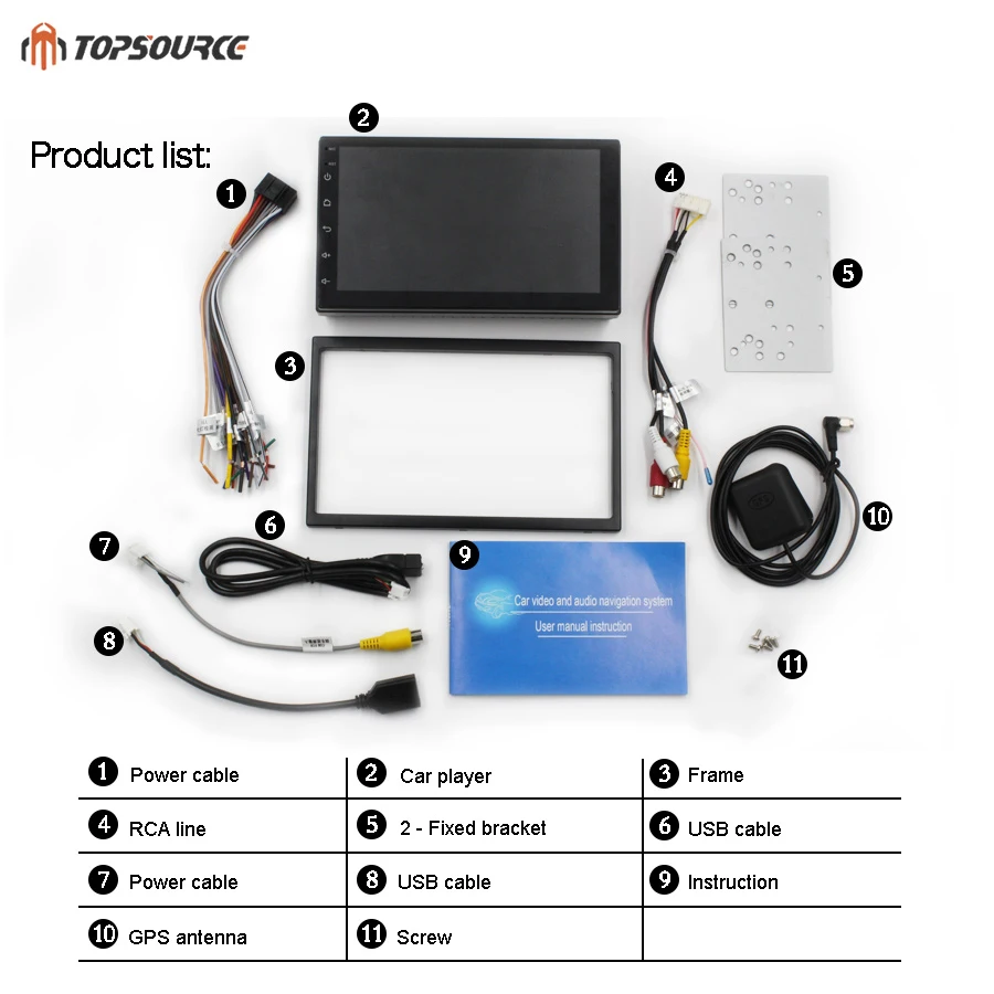 Автомобильный мультимедийный плеер TOPSOURCE Android 6 0 автомобильный DVD-радиоплеер 2 din