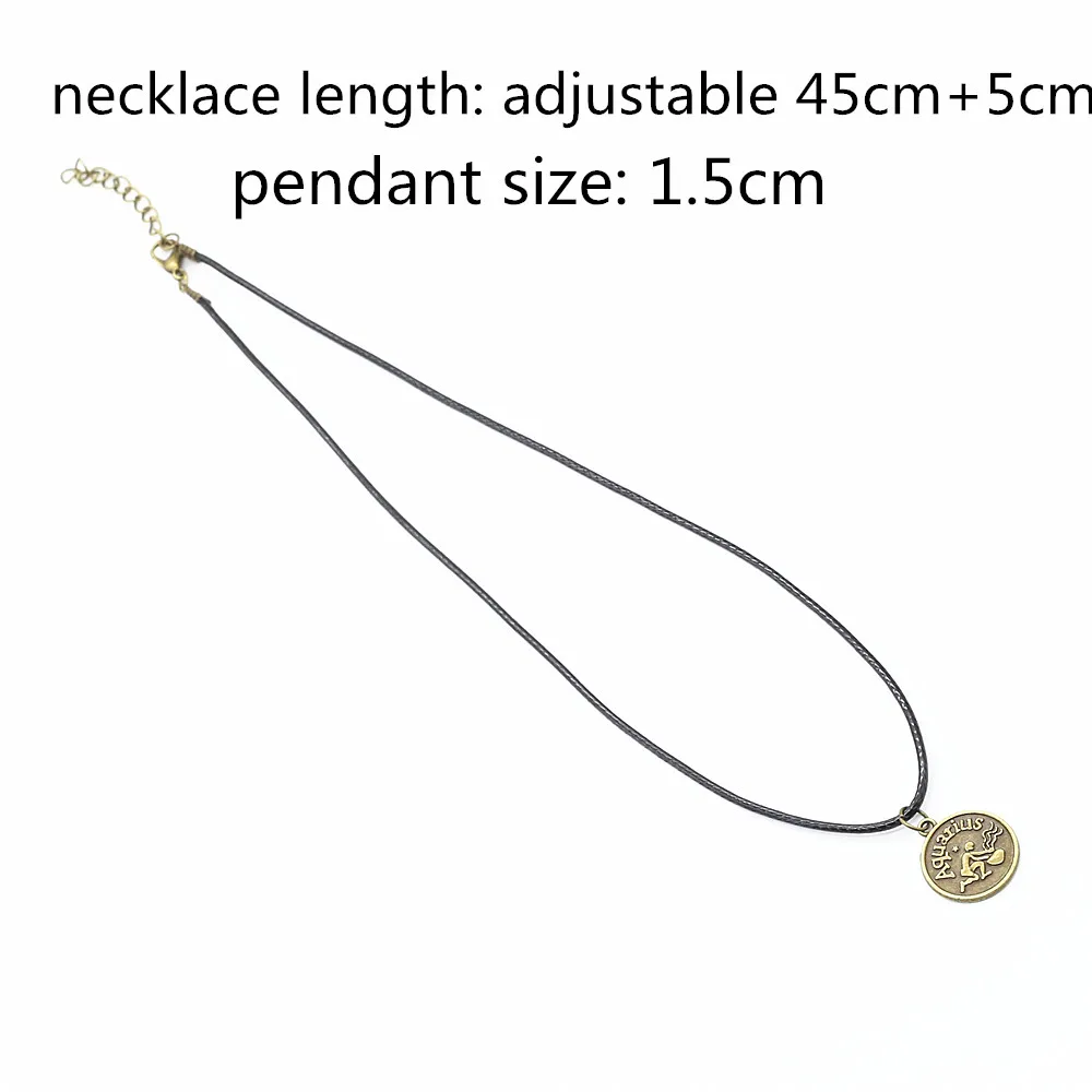 Цепочка колье из черной кожи с 12 знаками созвездий|male jewelry|collier chainenecklace women |