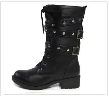 Autumn and winter women shoes large size fashion flat rivets buckle for motorcycle driving Knight Martin boots 4-11 MX78 | Обувь