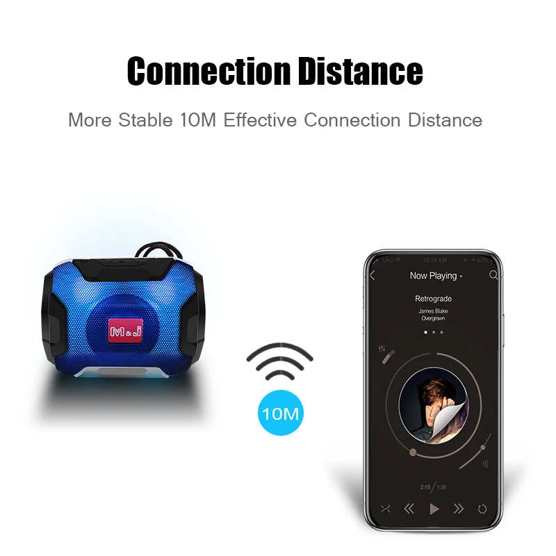 M & J портативные мини bluetooth-колонки беспроводные свободные руки светодиодный