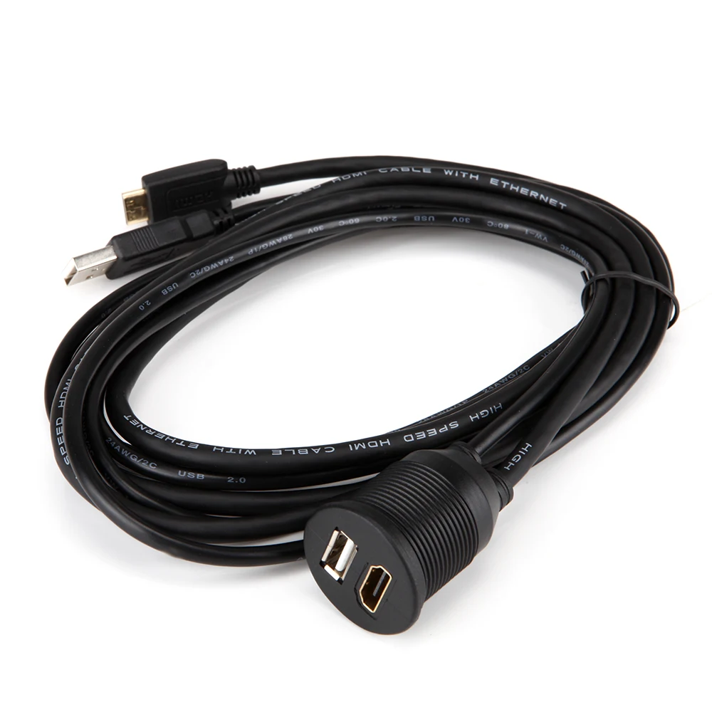 2 м автомобиля Приборная панель катера заподлицо Установка USB2.0 HDMI Mini кабель