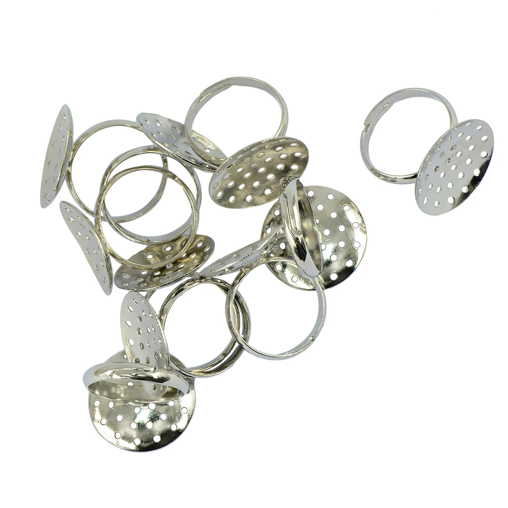 10Pieces Silver Color Plated Adjustable Ring Blanks sieve Base 20 mm Findings | Украшения и аксессуары
