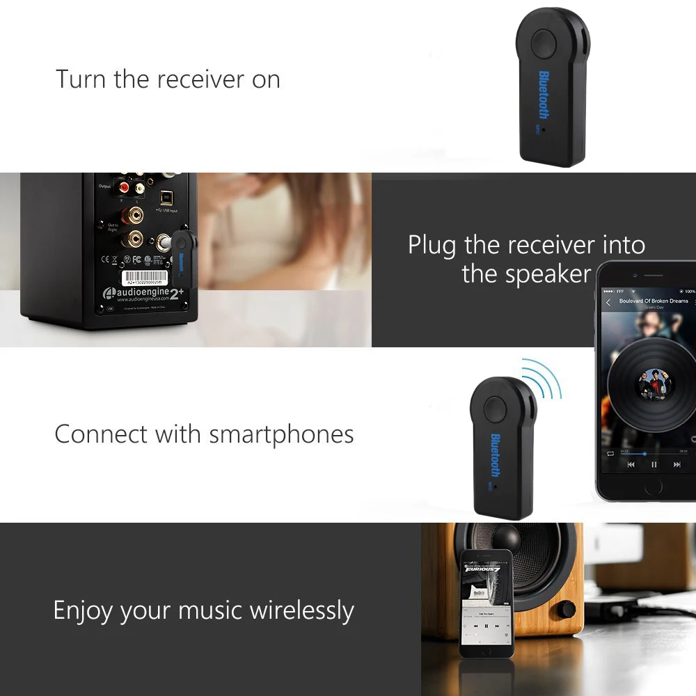 Универсальный комплект беспроводной связи Bluetooth для автомобиля AUX 3 5 мм аудио